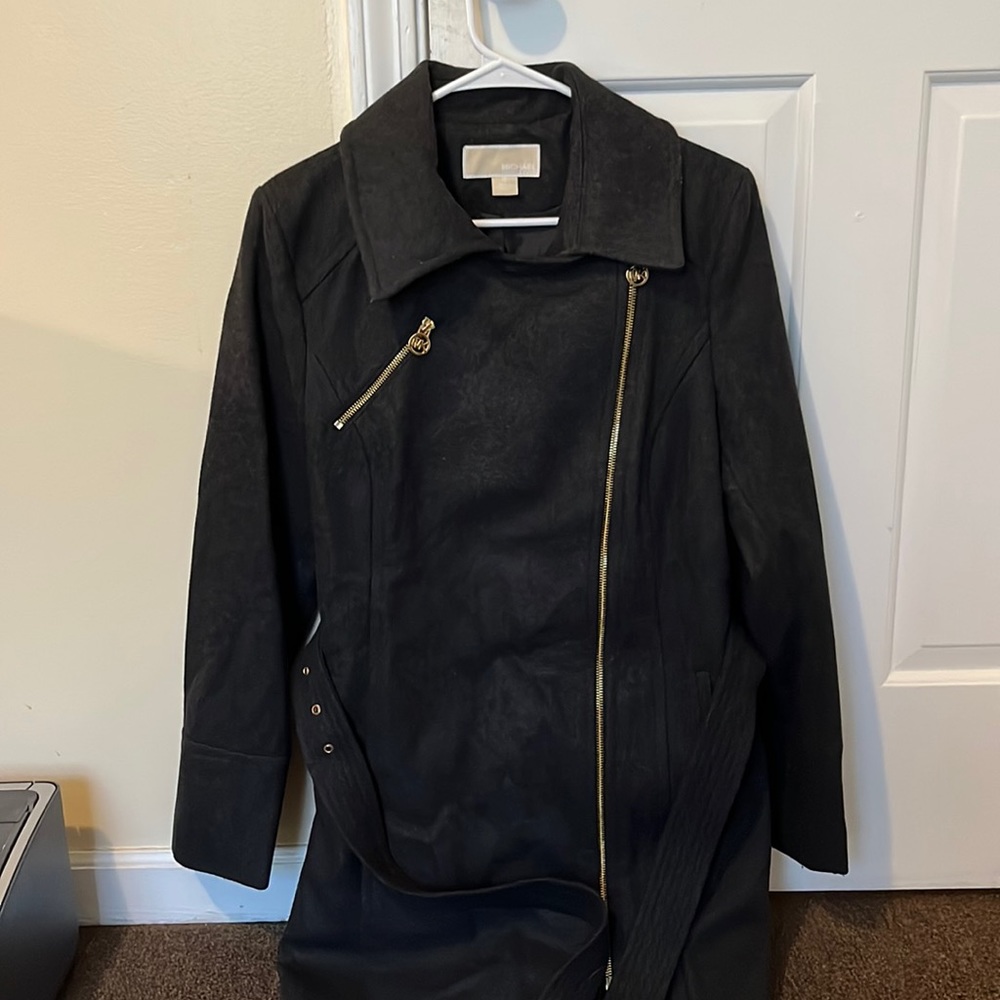 Michael Kors Black Asymmetrical Belted Wool blend Coat!